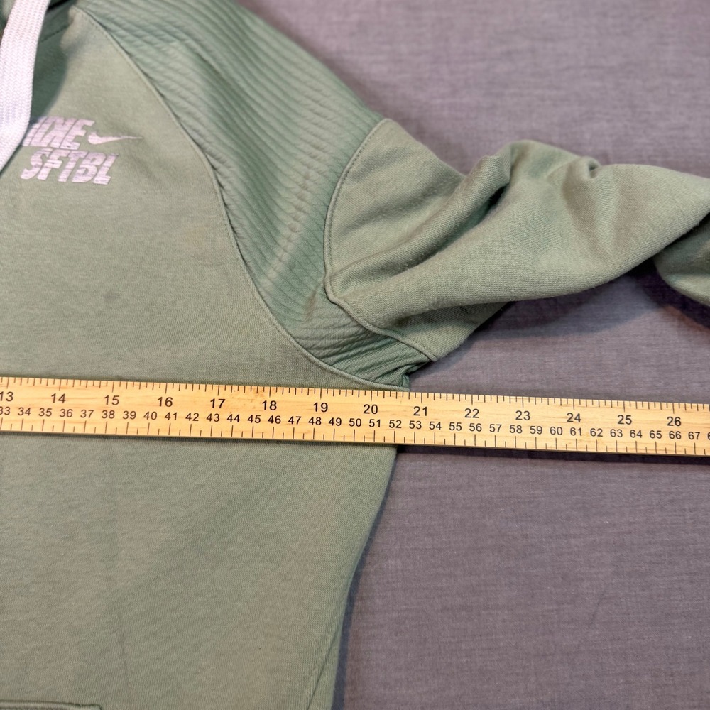 Nike Softball Hoodie Women's Medium Green Dri-FIT 1/4 Zip Pullover Cropped Front - Picture 5 of 13